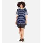 Evans Curves Navy Mixed Stripe Top