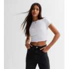 White Ribbed Exposed Seam Crop Top