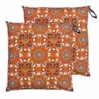Furn. Folk Flora Outdoor Polyester Filled Floor Cushions Twin Pack Orange