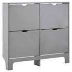 GFW Narrow 4 Drawer Shoe Cabinet - Grey