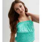 Girls Turquoise Ditsy Floral Shirred Cami