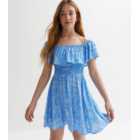 Girls Blue Paisley Bardot Mini Dress