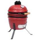 vidaXL 2-in-1 Kamado Barbecue Grill Smoker Ceramic 56cm Red