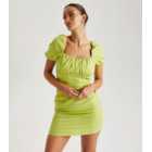 Urban Bliss Light Green Puff Sleeve Mini Dress