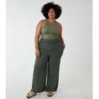 Blue Vanilla Curves Olive Wide Leg Trousers