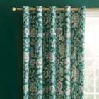 Floral Trail Emerald Blackout Eyelet Curtains