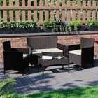 Garden Vida Kendal 4 Piece Rattan Garden Furniture Set Wicker Sofa Table Chairs Outdoor Patio With Cover, Brown