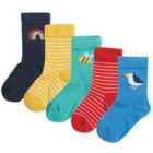 Frugi Finlay Socks 5 Pack, Rainbow, 0-6 months 5 per pack