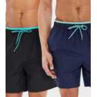 Threadbare 2 Pack Navy Swim Shorts