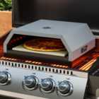 Silver Stainless Steel BBQ Pizza Oven Garden Pizza Maker with Temperature Gauge and Pizza Stone