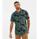 Threadbare Black Palm Leaf Short Sleeve Shirt 