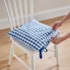 Set of 2 Blue Gingham Seat Pad Covers