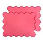 Set of 2 Pink Scalloped Edge Placemats