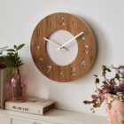 Dark Oak Effect Wall Clock, 26cm Sandstone