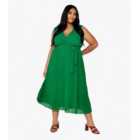 Apricot Curves Green Plissé Midaxi Dress