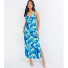 QUIZ Multicolour Tropical Strappy Split Hem Midaxi Dress