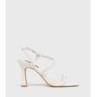 London Rebel White Leather-Look Strappy Block Heel Sandals