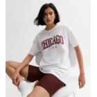 White Cotton Oversized Chicago Logo T-Shirt