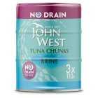 John West No Drain Tuna Chunks in Brine, 3x110g