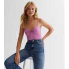 Light Purple Ribbed Jersey Strappy Ruched Bodysuit