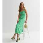 Green Animal Print Ruched Strappy Midaxi Dress
