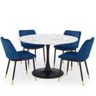 Julian Bowen Set Of Holland Round Dining Table & 4 Delaunay Blue Chairs