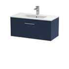 Hudson Reed Juno 800mm Wall Hung Single Drawer Vanity & Minimalist Basin - Electric Blue