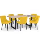 Julian Bowen Set Of Berwick Dining Table & 6 Luxe Chairs Mustard
