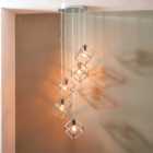 Alessio Nickel Metal Cube 5 Light Cluster Ceiling Light