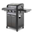 Tower Stealth Pro Four Burner Gas BBQ with Rotisserie, Black Steel