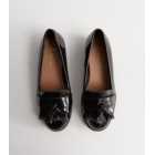 Wide Fit Black Patent Chunky Fringe Loafers