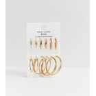 6 Pack Gold Mixed Size Hoop Earrings