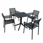 Clip 70cm Table With 4 Doga Chair Set Anthracite