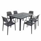 Libeccio Dining Table With 6 Bora Chair Set Anthracite