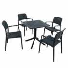 Clip 70cm Table With 4 Bora Chair Set Anthracite