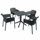 Clip 70cm Table With 4 Net Chair Set Anthracite