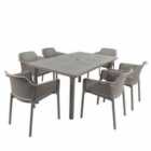 Libeccio Dining Table With 6 Net Chair Set Turtle Dove