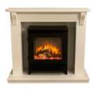 Suncrest Ashby White MDF & stainless steel Freestanding Electric fire suite