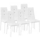 6 Dining Chairs With Rhinestones - White
