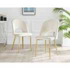 Furniture Box 2x Arlon Cream Velvet Gold Leg Dining Chairs