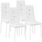 4 Dining Chairs With Rhinestones - White
