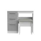 Ready Assembled Indices 2 Piece Set - Vanity and Stool - Grey Gloss and White