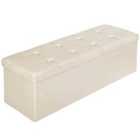 Storage Bench Foldable Made Of Synthetic Leather 110X38X38Cm - Cream