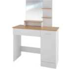 Zoe Dressing Table With Drawer, Cupboard And Storage Shelves - White