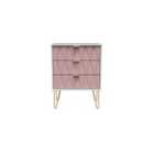 Ready Assembled Copenhagagen 3 Drawer Midi Chest With Legs - Kobe Pink and White