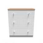 Ready Assembled Wilcox 3 Drawer Deep Chest - Porcelain Ash and Oak