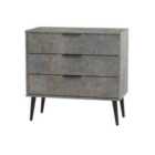 Ready Assembled Hirato 3 Drawer Chest - Pewter