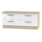 Ready Assembled Indices 4 Drawer Bed Box - White Gloss and Bardolino Oak