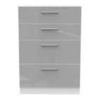 Ready Assembled Indices 4 Drawer Deep Chest - Grey Gloss and White
