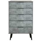 Ready Assembled Hirato 5 Drawer Chest - Pewter